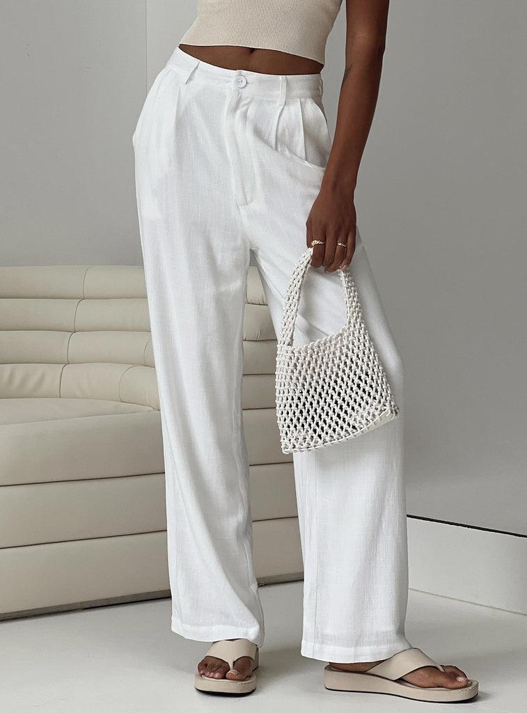 Brenda Linen Blend Pants White Product Image