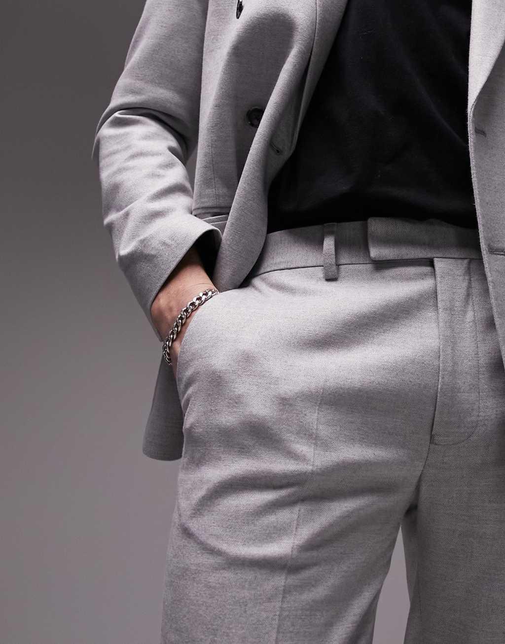 Topman skinny herringbone suit pants Product Image