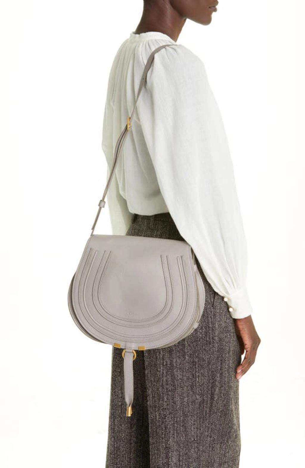 Marcie Medium Leather Crossbody Bag In Grey Product Image