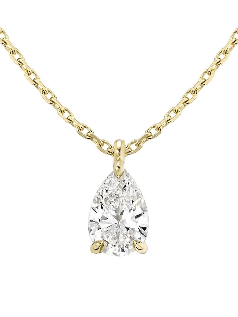 Womens Solitaire Classics 14K Gold & 1.00 TCW Lab-Grown Diamond Solitaire Pear Pendant Product Image