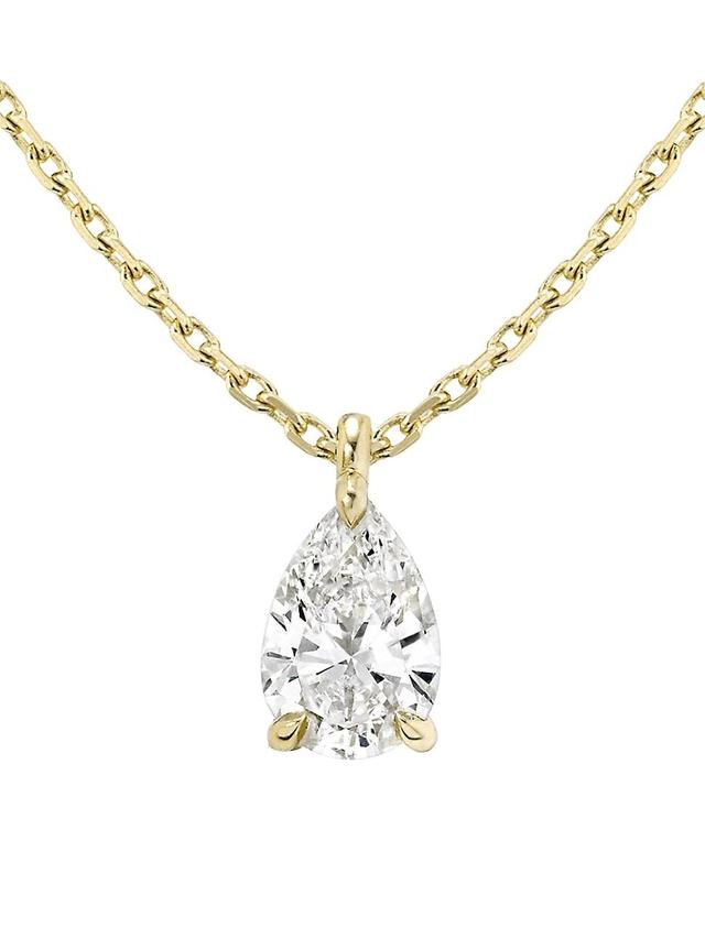 Womens Solitaire Classics 14K Gold & Lab-Grown Diamond Solitaire Pear Pendant - Yellow Gold Product Image