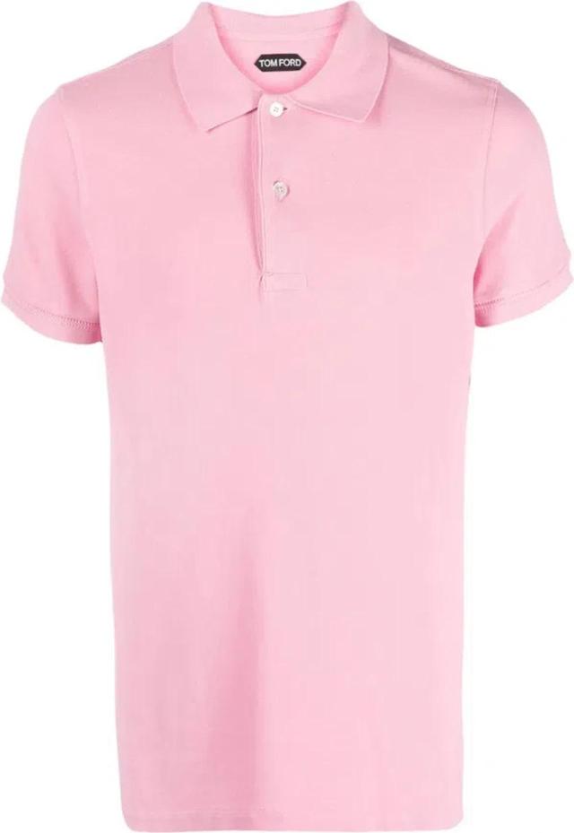 Men's Light Pink Cotton Polo Shirt In Pink & Purple Product Image