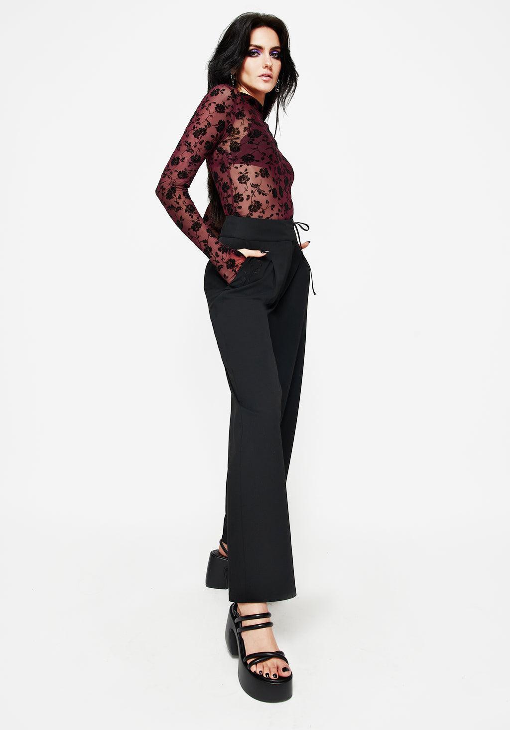 Asteria Tie Waist Embroidered Trousers Product Image