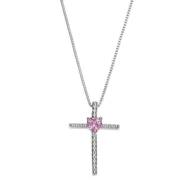 Gemminded Sterling Silver Lab-Created White Opal Cross Pendant Necklace, Womens Product Image