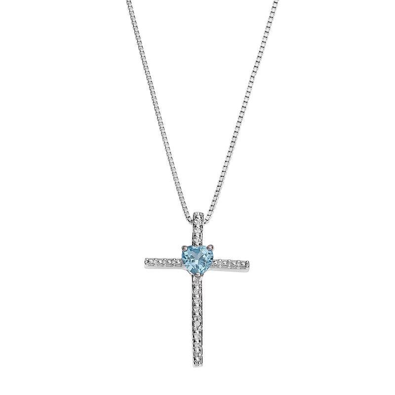 Gemminded Sterling Silver Lab-Created White Opal Cross Pendant Necklace, Womens Product Image