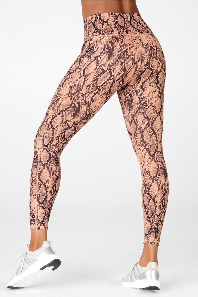 Fabletics Define High-Waisted 7/8 Legging Womens Mocha Reptilia Size XXS Product Image