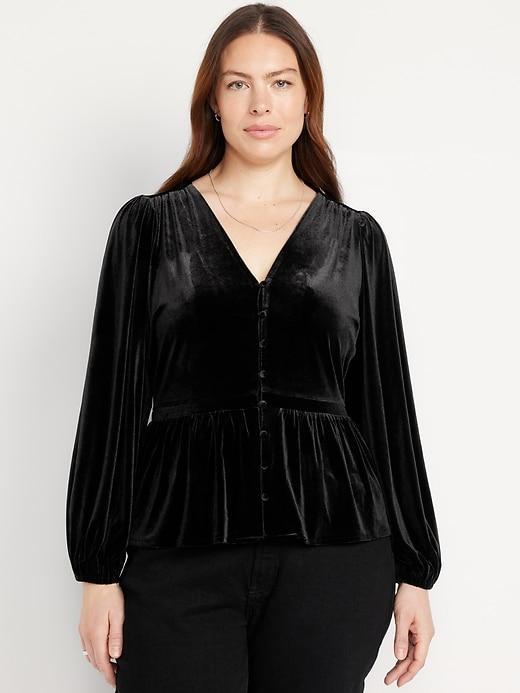 Waist-Defined Satin Peplum Top Product Image