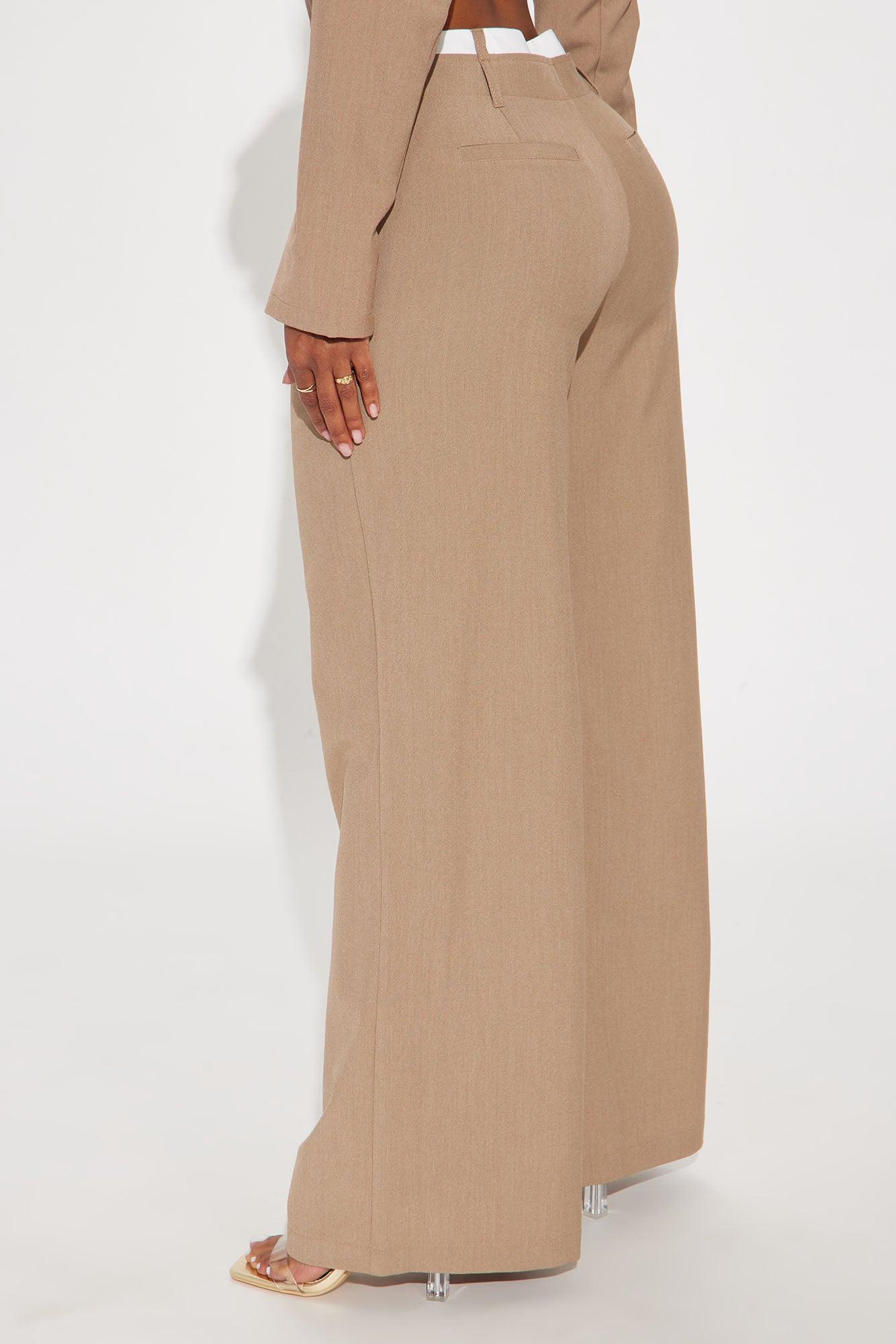 Chantel Double Waistband Trouser - Taupe Product Image