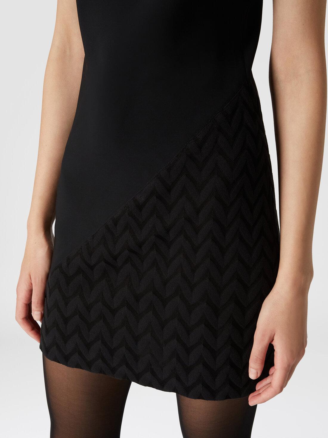 Sleeveless viscose mini-dress with chevron detail Black | Missoni Product Image