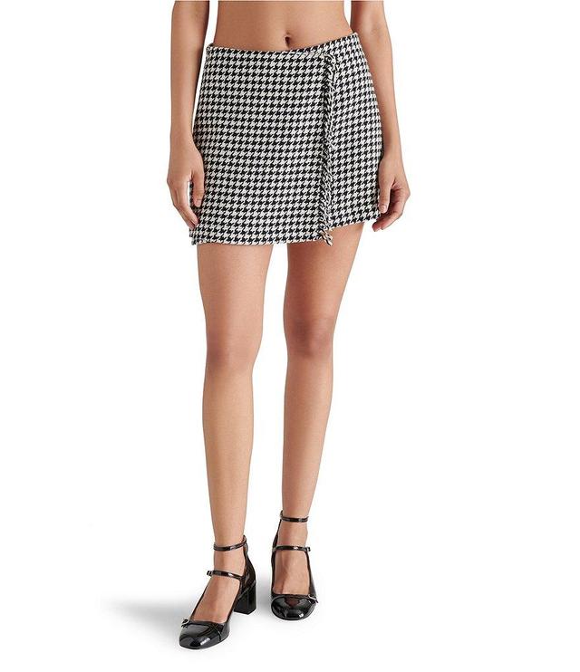 Steve Madden Leonne Tweed Houndstooth Wrap Front Mini Skirt Product Image