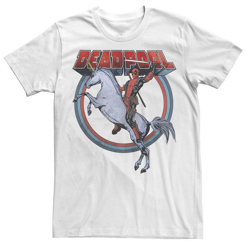 Mens Marvel Deadpool Riding A Unicorn Circle Tee Product Image