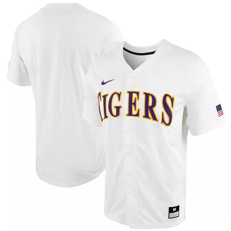 Mens Nike White LSU Tigers Replica Full-Button Baseball Jersey Product Image