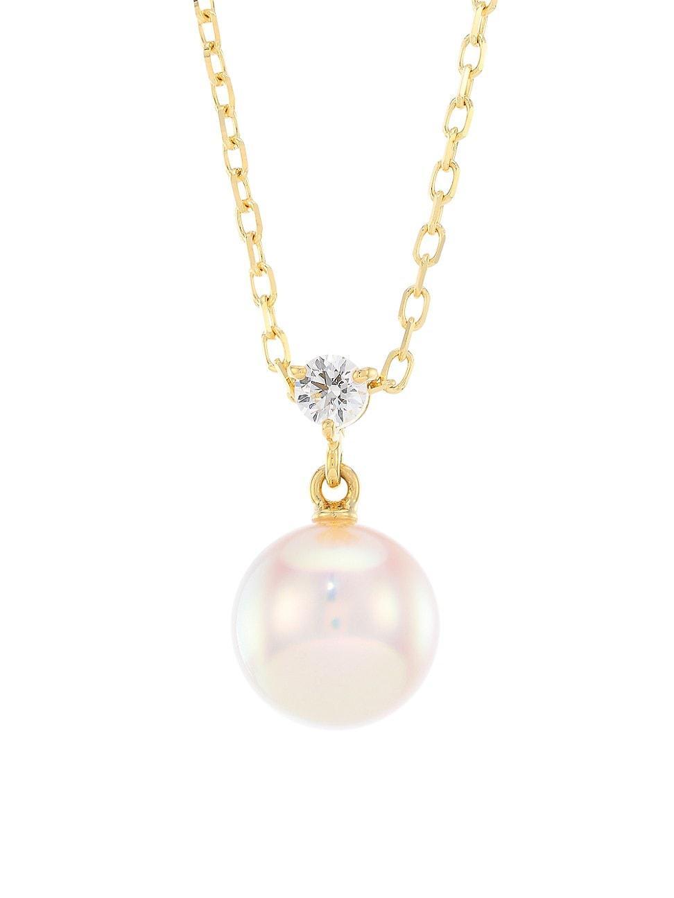 Mikimoto Classic Diamond & Akoya Pearl Pendant Necklace Product Image