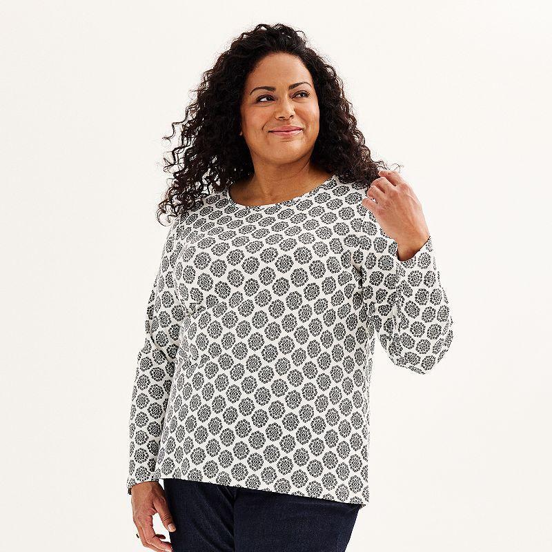 Plus Size Croft & Barrow Essential Crewneck Long Sleeve Tee, Womens Product Image