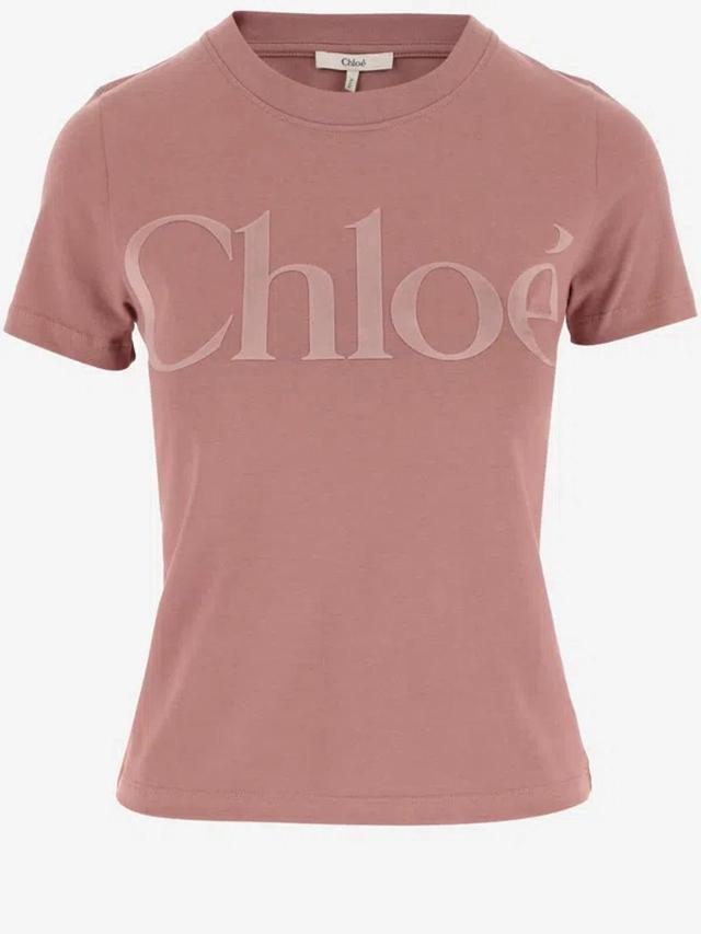 CHLOÉ Logo T-shirt In Peach Product Image