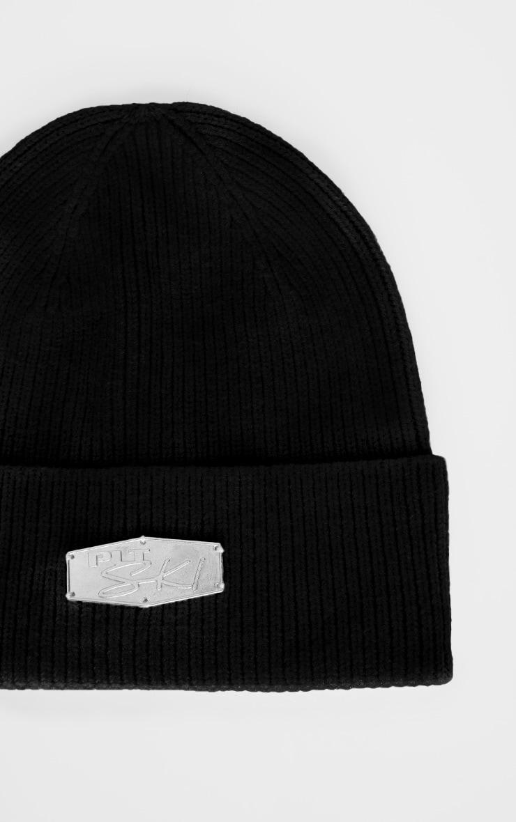 PRETTYLITTLETHING Black Ski Cable Knit Beanie Product Image