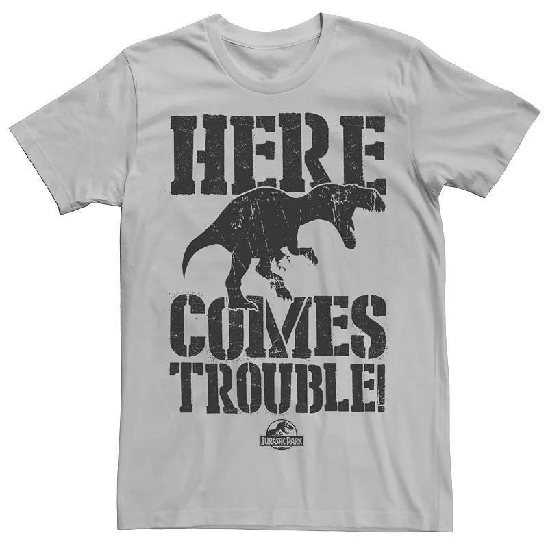 Mens Jurassic Park Here Comes Trouble Graphic Tee Product Image