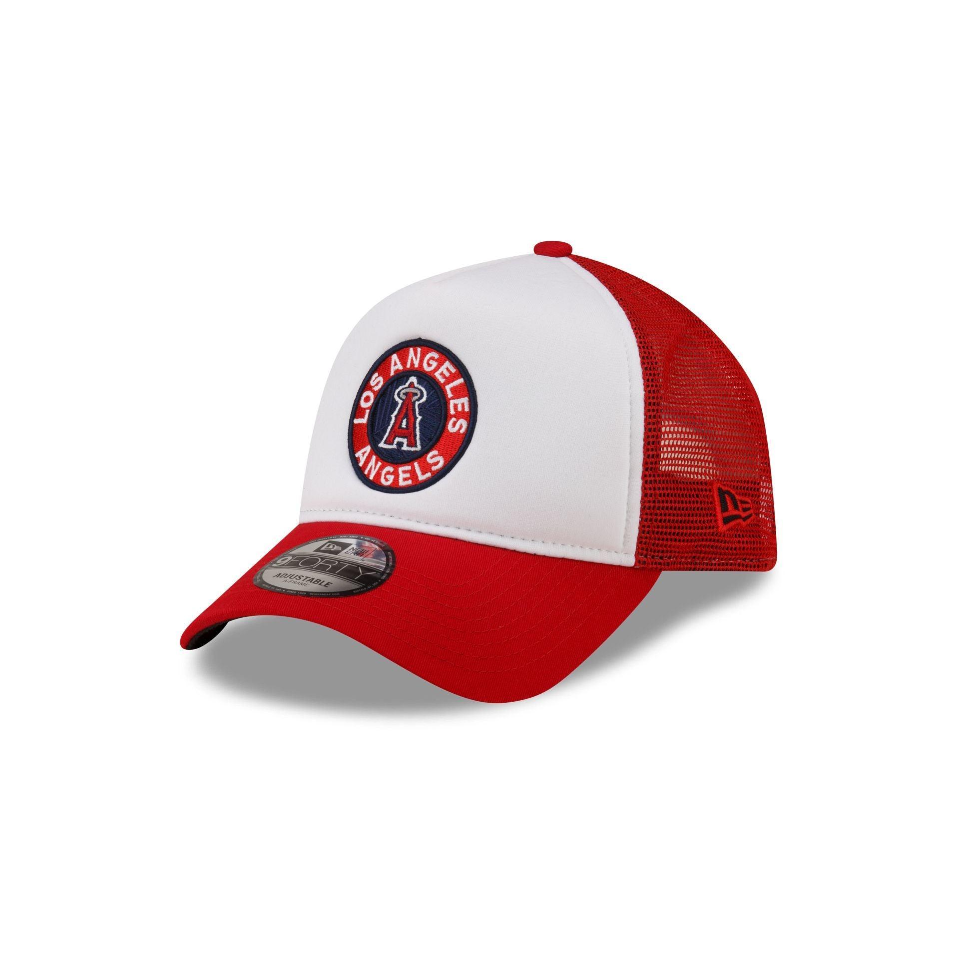 Los Angeles Angels White Crown 9FORTY A-Frame Trucker Hat Male Product Image