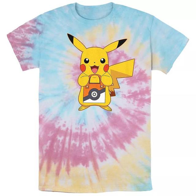 Mens Pokmon Pikachu Treat Pokeball Bag Spiral Tie Dye Tee Product Image