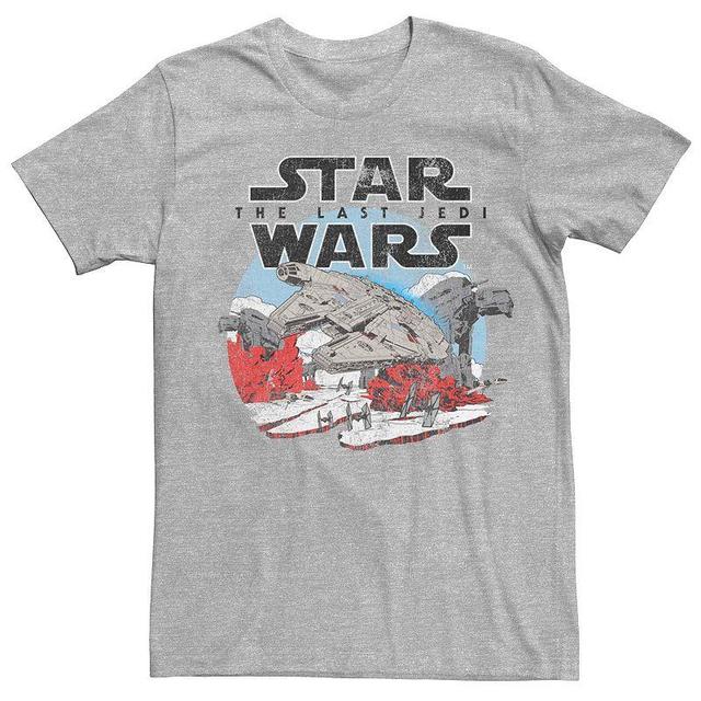 Mens Star Wars The Last Jedi Battle Scene Poster Tee Athletic Grey Product Image