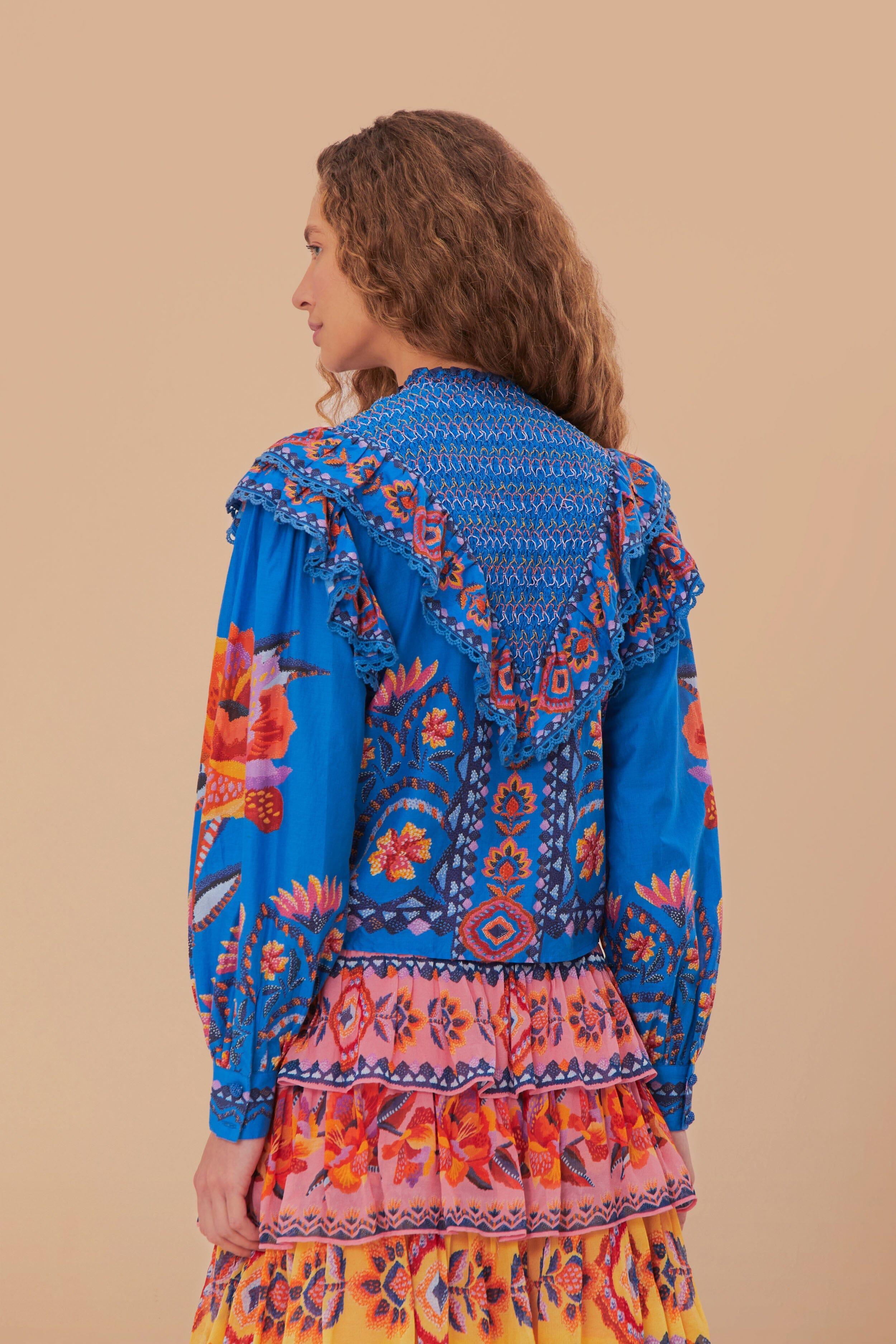 Blue Lucy Floral Tapestry Blouse, LUCY FLORAL TAPESTRY BLUE / XXS Product Image