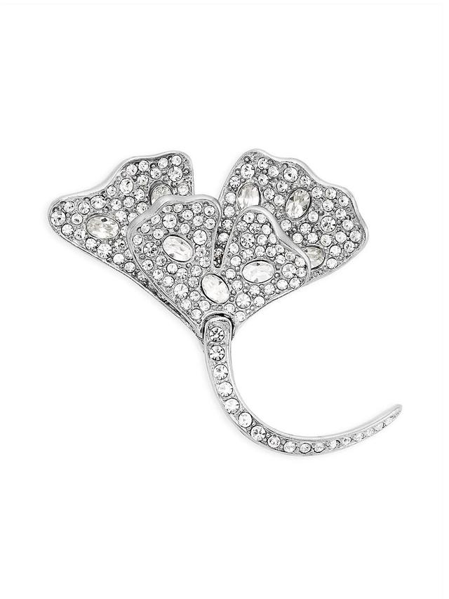 Womens Rhodium-Plated & Glass Crystal Flower Brooch Product Image