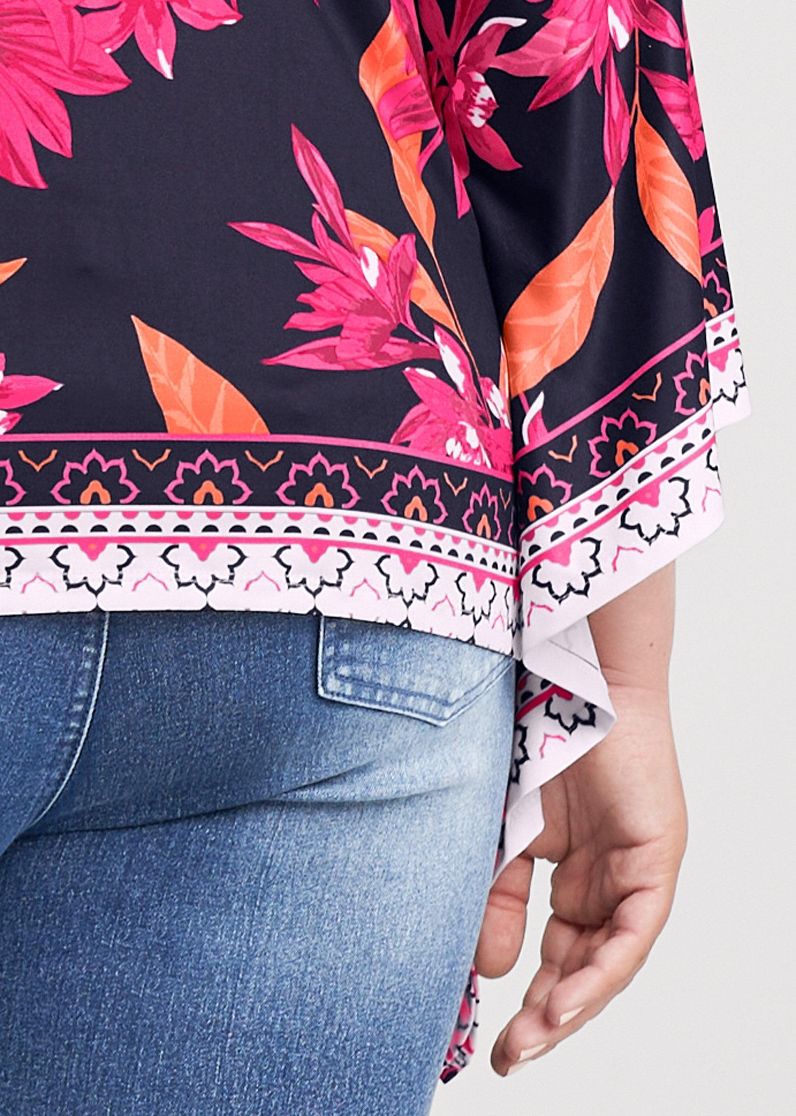 Midnight Floral Border Top - Navy Multi Product Image