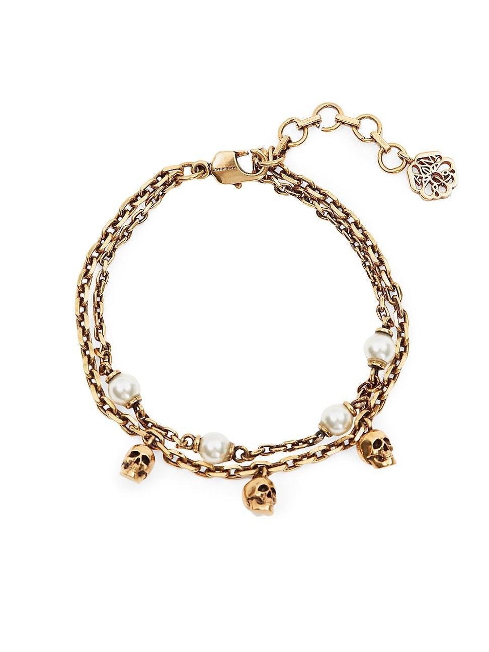 Alexander McQueen Imitation Pearl & Skull Layered Bracelet Product Image