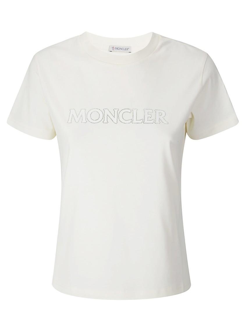 MONCLER Short Sleeves Sweater In White Product Image