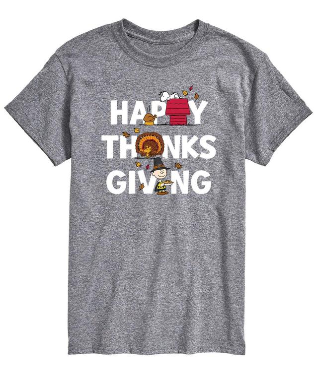 Mens Peanuts Happy Thanksgiving Tee Med Grey Product Image