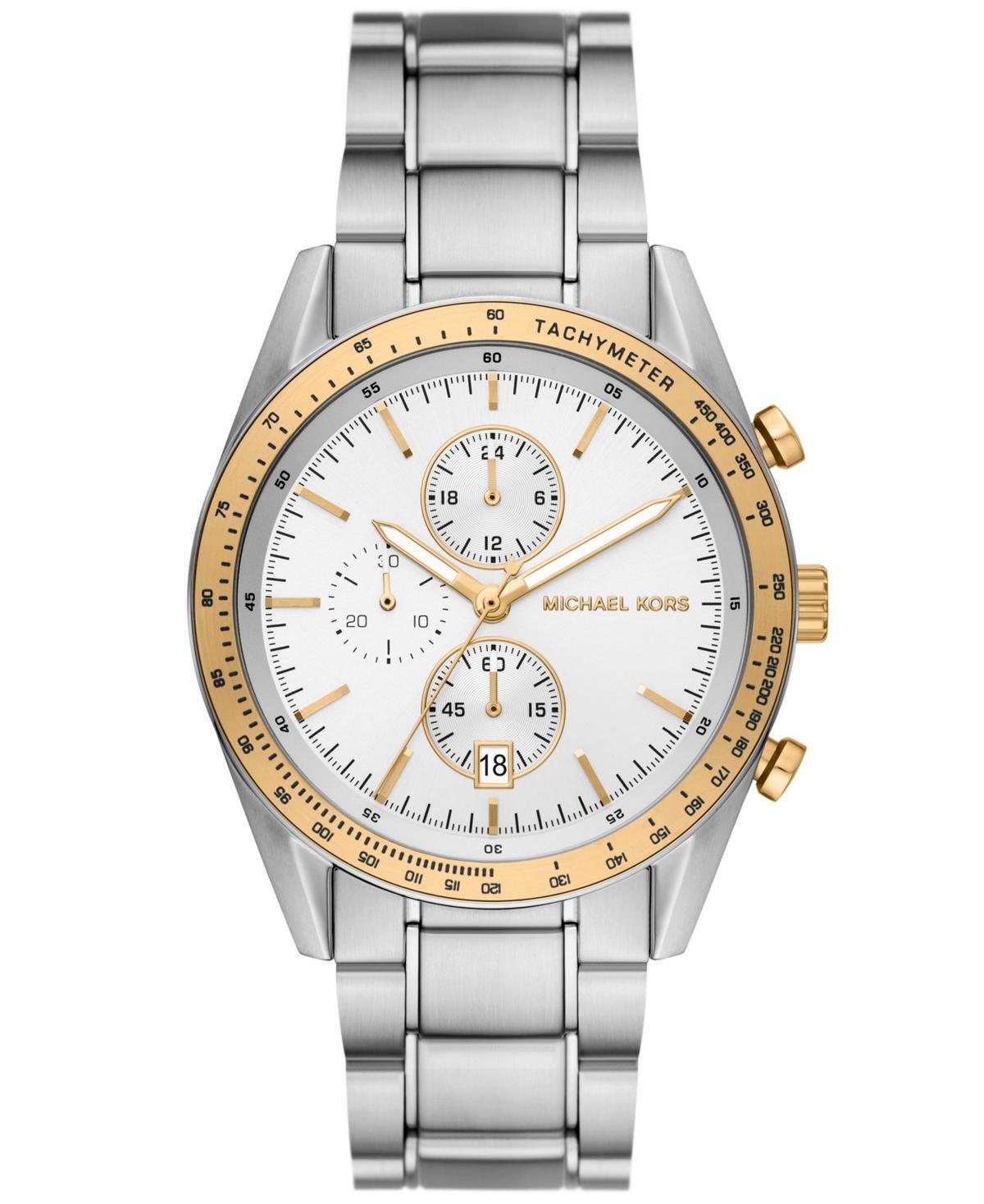 Michael Kors Mens Warren Quartz Chronograph Silver-Tone Stainless Steel Watch 42mm Product Image