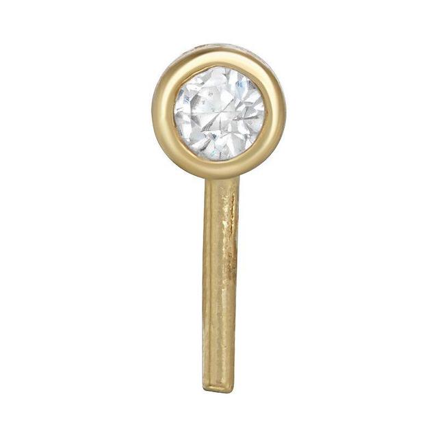 14k Gold Bezel Set Cubic Zirconia Nose Stud, Womens, White Product Image