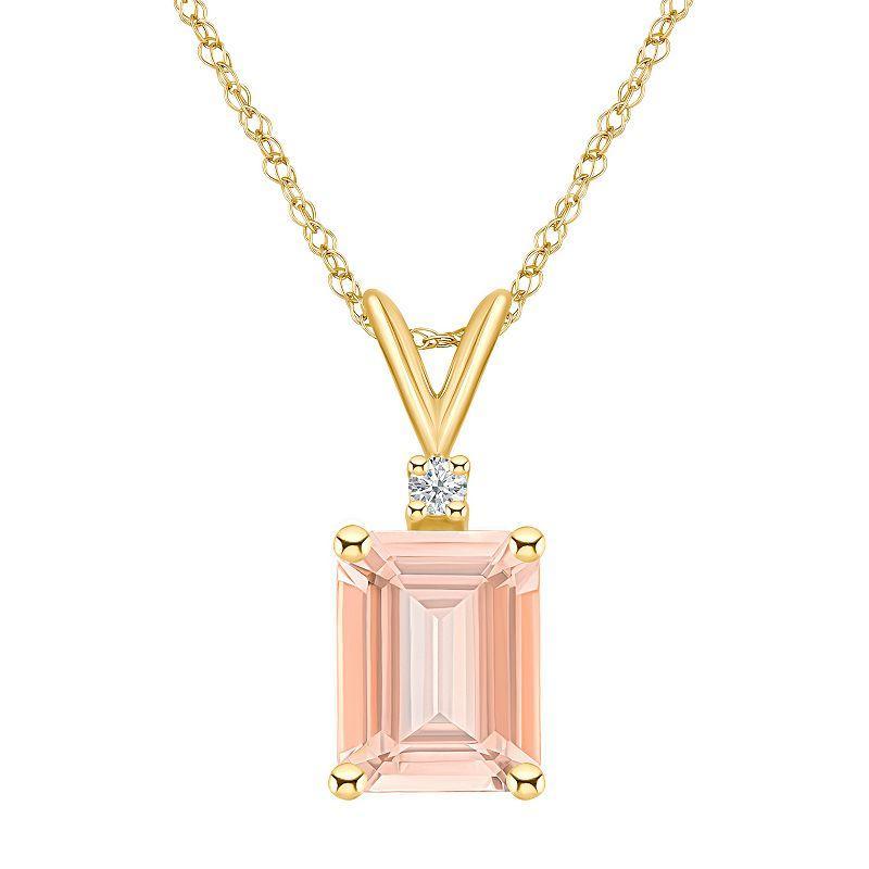 Celebration Gems 14k White Gold Gemstone & Diamond Accent Pendant Necklace, Womens Morganite Product Image