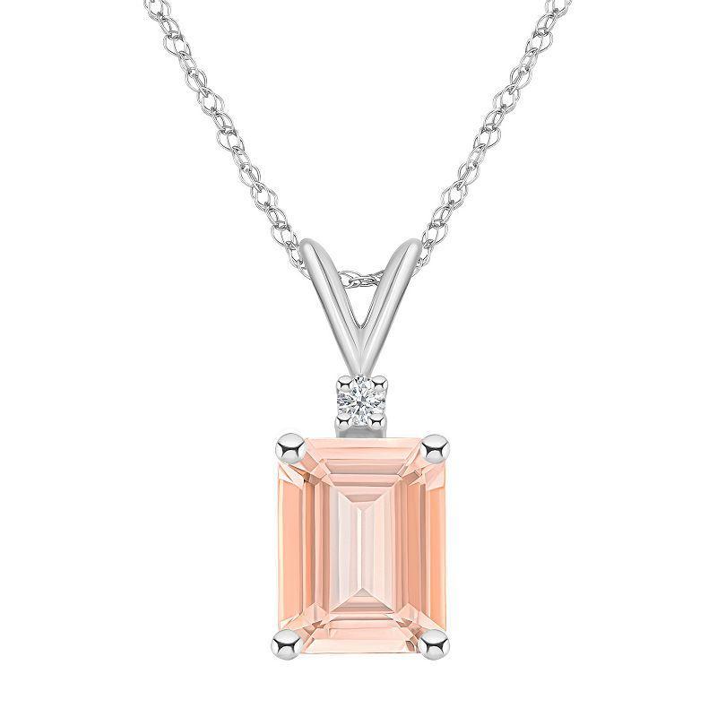 Belk & Co 14K Gold 9X7 Emerald Cut Morganite Diamond Accent Pendant Product Image