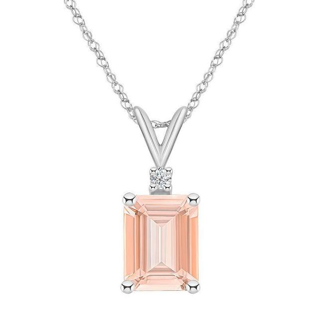 Celebration Gems 14k White Gold Gemstone & Diamond Accent Pendant Necklace, Womens Morganite Product Image