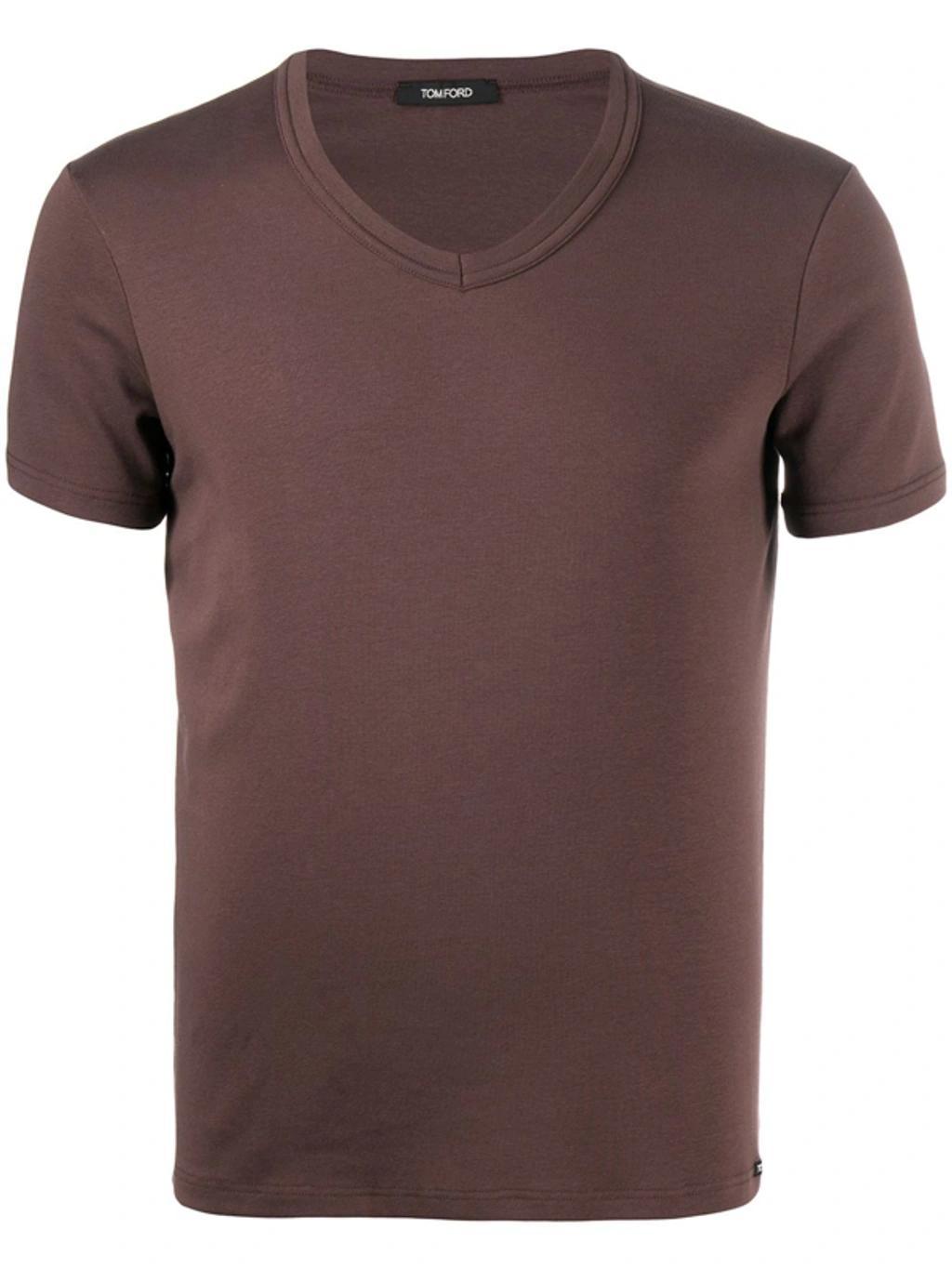 Cotton Jersey Crewneck T-shirt In Brown Product Image