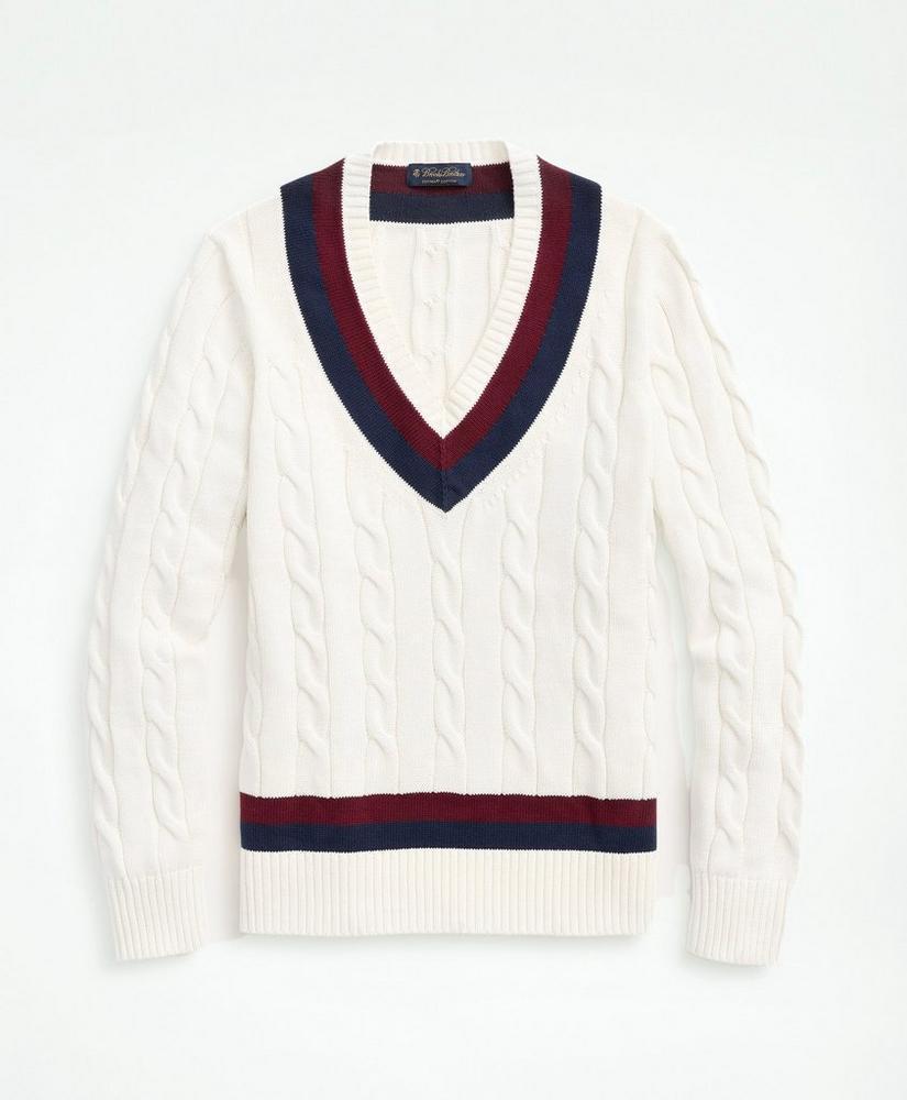 Vintage-Inspired Tennis V-Neck Sweater in Supima® Cotton Product Image