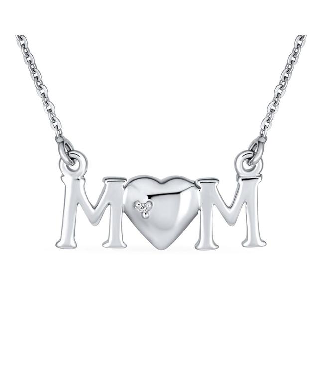 Bling Jewelry Heart Inspirational Message Block Letters Words Mom Heart Pendant Necklace For Women Mother Sterling Silver Product Image