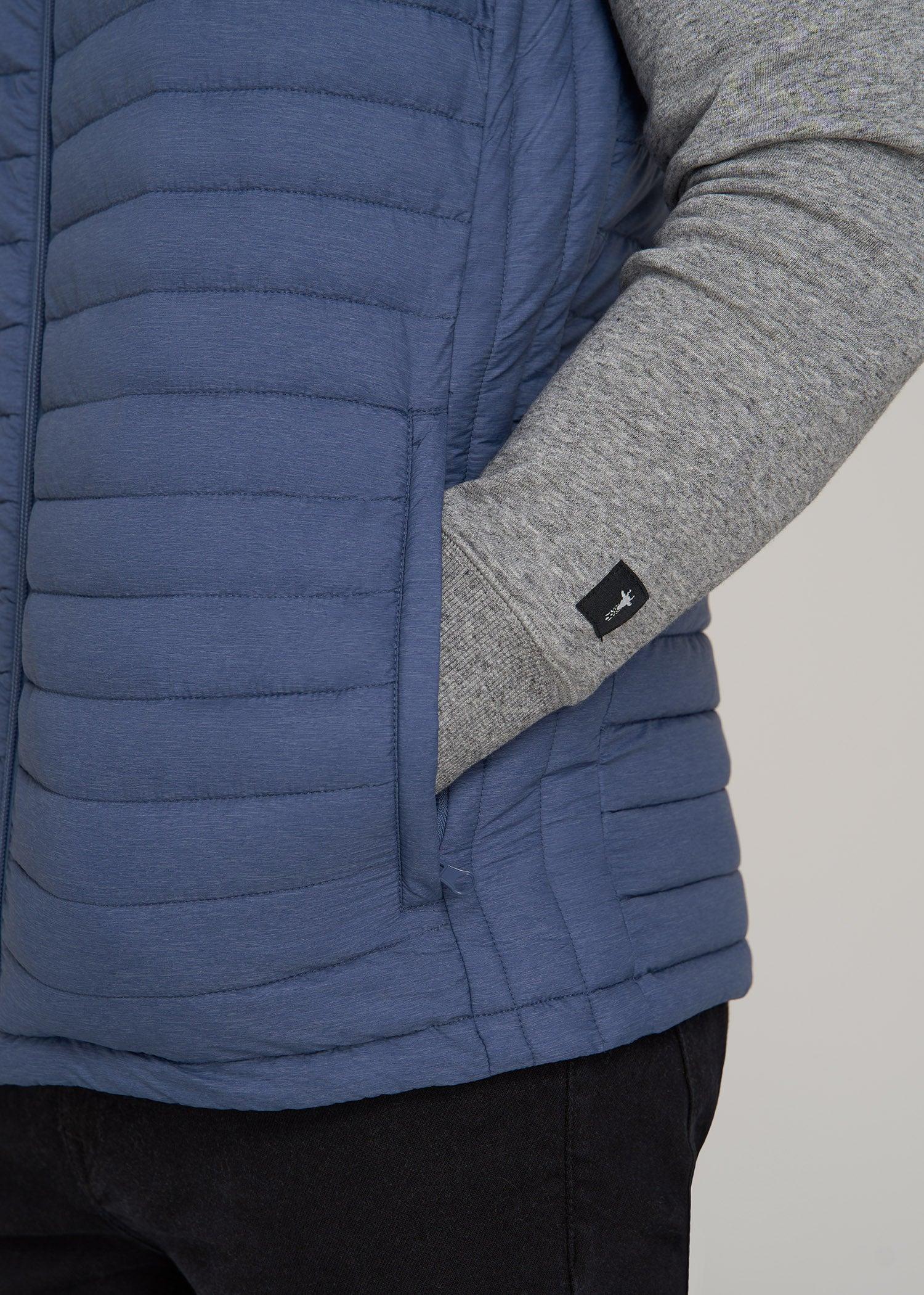 Tall Men's Packable Puffer Vest in Steel Blue Product Image