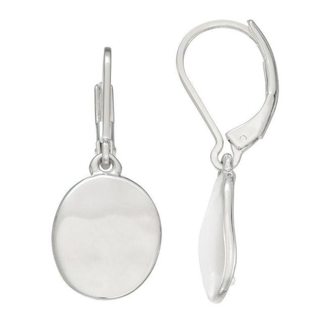 Nine West Silver Tone Hammered Medallion Drop Earrings, Womens Product Image