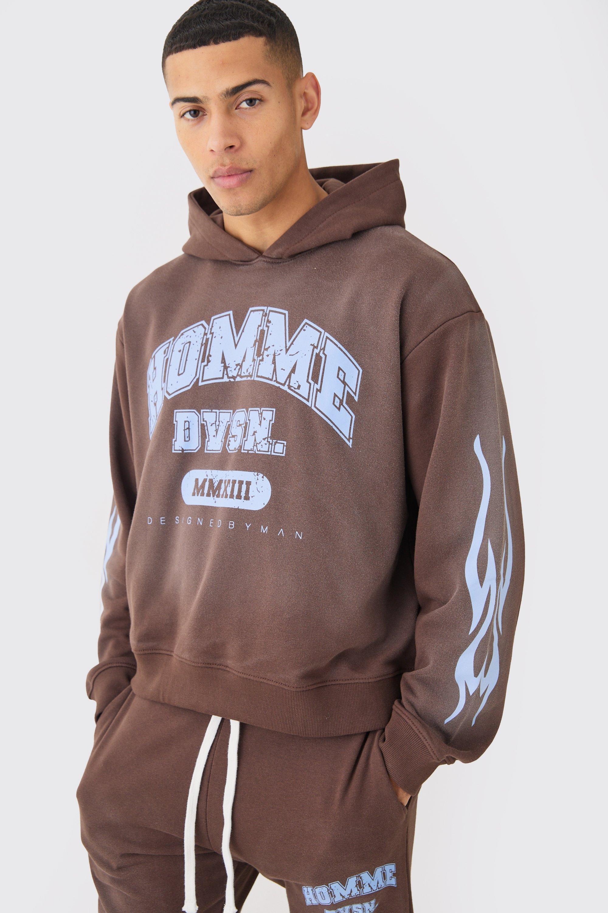 Oversized Boxy Spray Wash Homme Hoodie | boohooMAN USA Product Image