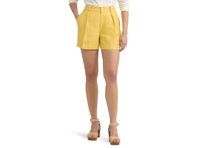 Lauren Ralph Lauren Pleated Linen-Blend Twill Shorts (Primrose ) Women's Jumpsuit & Rompers One Piece Product Image