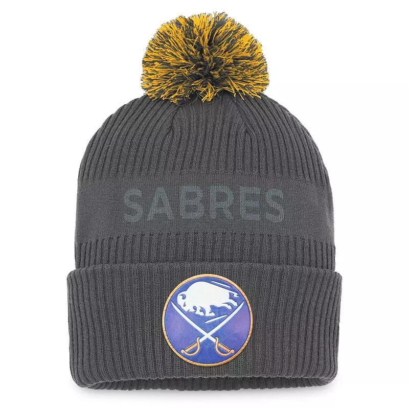 Mens Fanatics Branded Buffalo Sabres Authentic Pro Home Ice Cuffed Knit Hat with Pom, Grey Product Image