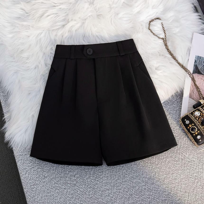 High Waist Plain Dress Shorts Product Image