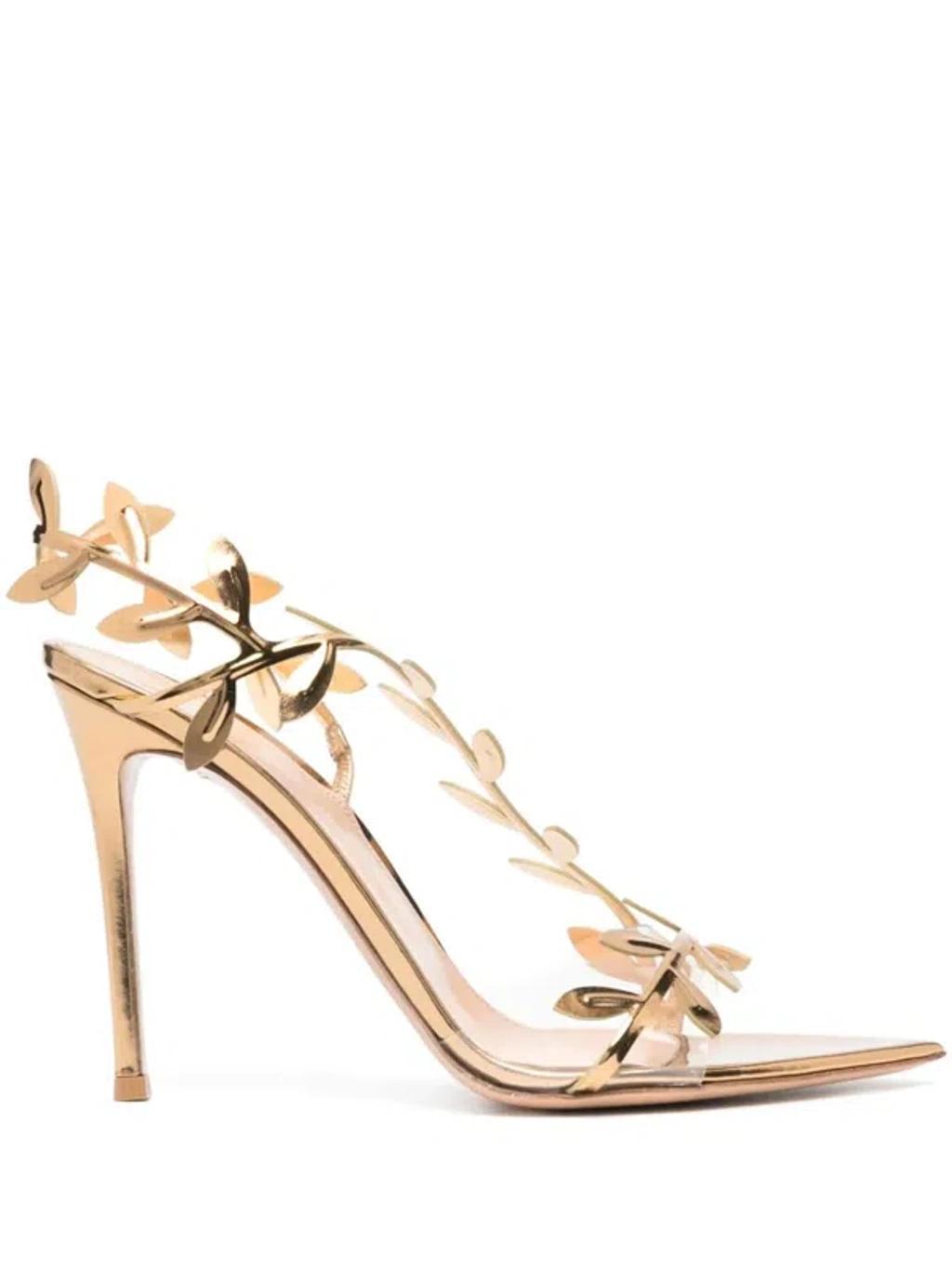 Flavia 105mm Leather Sandals In Gold product image