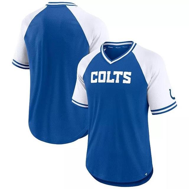 Mens Fanatics Branded Royal/White Indianapolis Colts Second Wind Raglan V-Neck T-Shirt Product Image