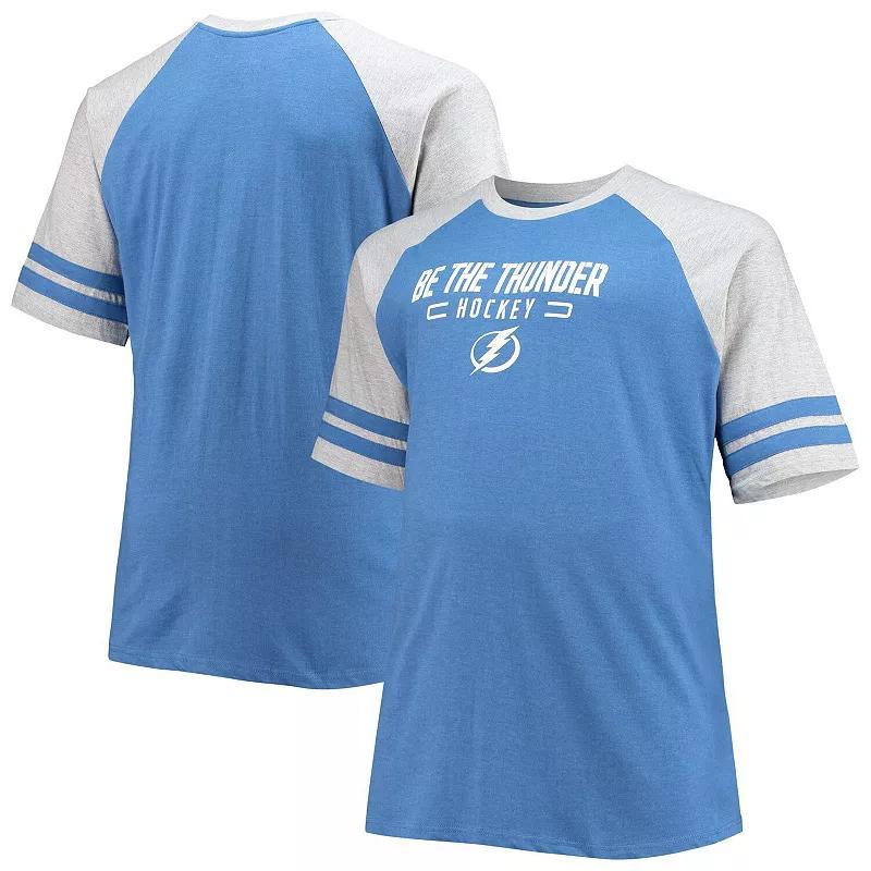 Mens Heathered Blue Tampa Bay Lightning Big and Tall Raglan T-shirt Product Image