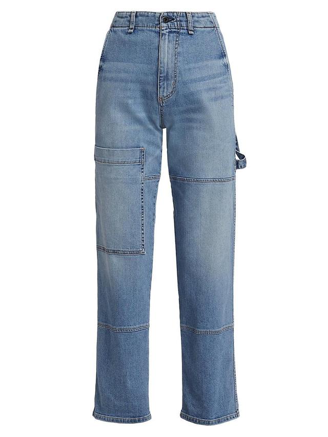 Womens Mid-Rise Carpenter Stretch Straight-Leg Jeans Product Image