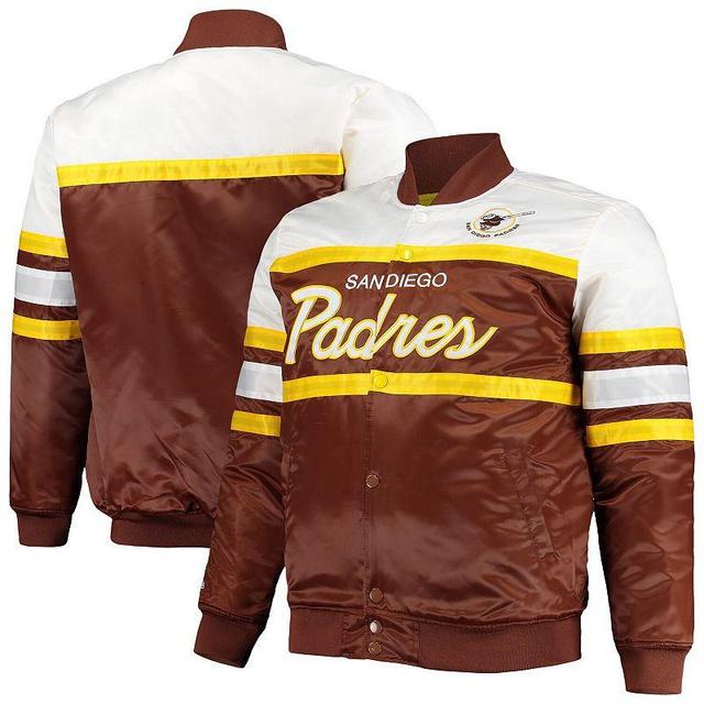 Mens Mitchell & Ness /Gold San Diego Padres Big & Tall Coaches Satin Full-Snap Jacket Product Image