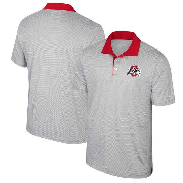 Mens Colosseum Gray Ohio State Buckeyes Big & Tall Tuck Striped Polo Product Image